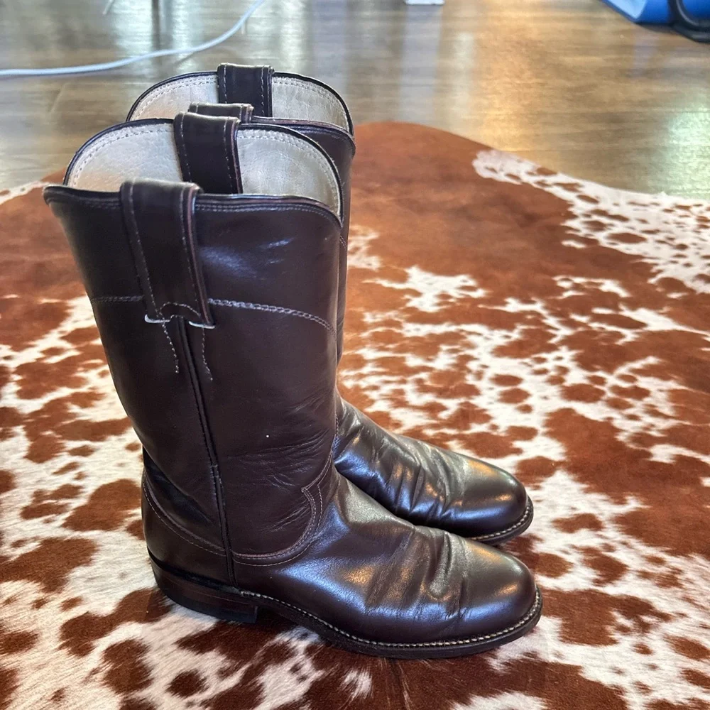Justin Boots Classic Brown Leather‎ Western Boots size 4 B kids